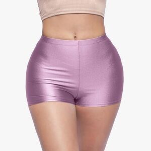 NWT Women's High-waisted X-Small Shiny Purple Shorts.